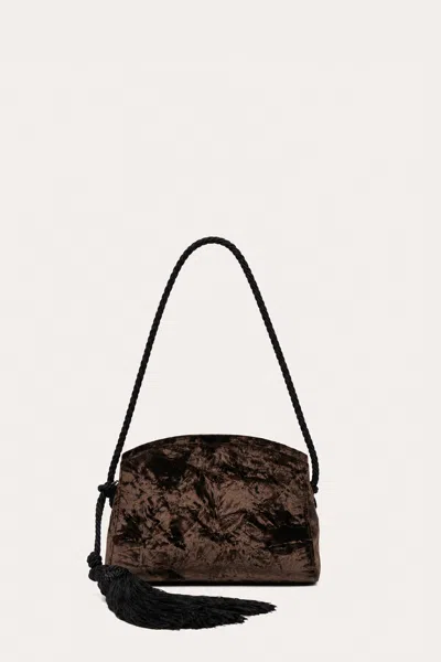 Liffner Tassle Clutch Brown Velvet