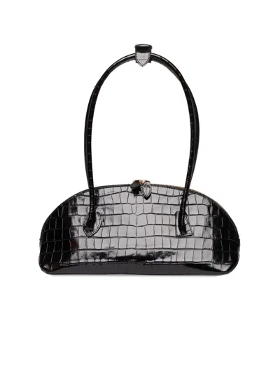 Liffner Women's Croc-embossed Leather Shoulder Bag In Black