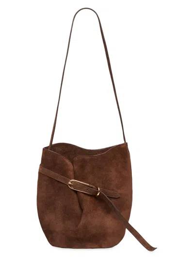 Liffner Bag Belted Bucket Brown Suede In Red