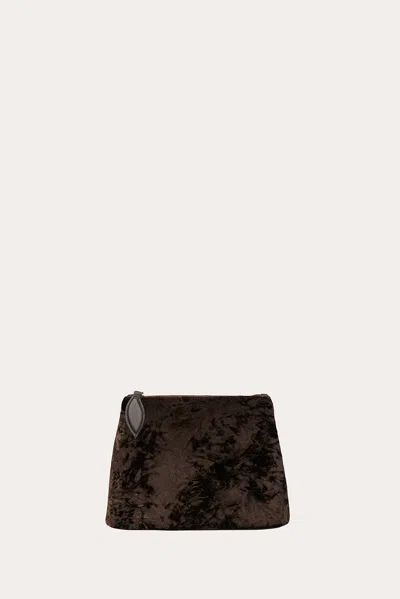 Liffner Zip Clutch Brown Velvet