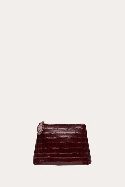 Liffner Zip Clutch Burgundy Croc In Red