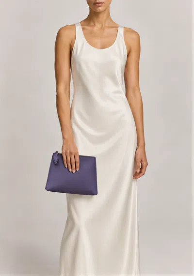 Liffner Zip Clutch Plum Satin In Purple