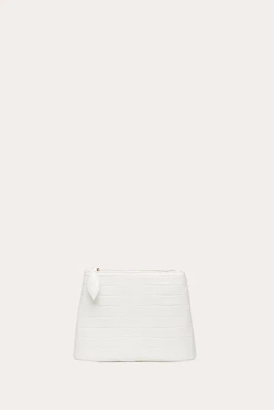 Liffner Zip Clutch White Croc
