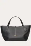 Liffner 'zip Penne' Black Tote Bag With Two Top Handles And Logo Plaque On The Front