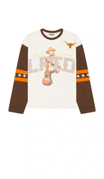 Lifted Anchors Belle Athletic T-shirt In White & Brown