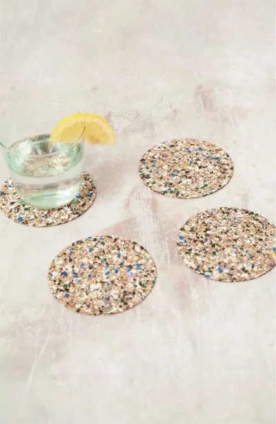 Liga Beach Clean Round Coasters Set Of 6 In Brown