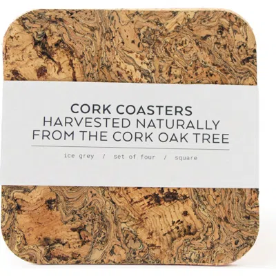 Liga Natural Cork Square Coaster Set Of 8 In Brown