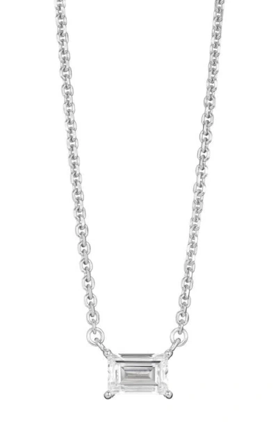 Lightbox 0.375-carat Lab Grown Diamond Baguette Pendant Necklace In White/14 White Gold