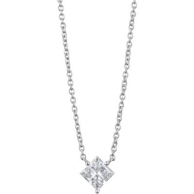 Lightbox 1-carat Princess Cut Lab-grown Diamond Pendant Necklace In White/14k White Gold
