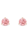 Lightbox 1-carat Round Lab Grown Diamond Stud Earrings In Pink/14k Rose Gold