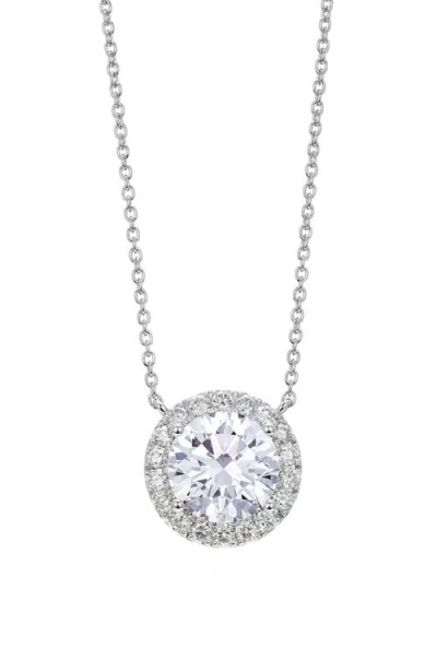 Lightbox 2-carat Lab Grown Diamond Halo Pendant Necklace In White/14k White Gold