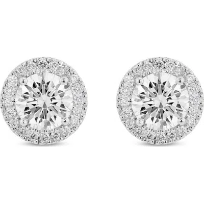 Lightbox 2-carat Lab Grown Diamond Halo Stud Earrings In White/14k White Gold
