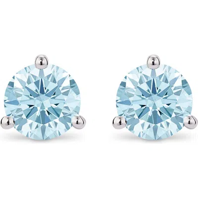 Lightbox 2-carat Lab Grown Diamond Solitaire Stud Earrings In Blue/14k White Gold