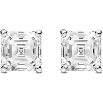 Lightbox 4-carat Asscher Cut Lab Grown Diamond Stud Earrings In White Gold