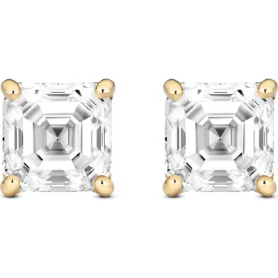 Lightbox 4-carat Asscher Cut Lab Grown Diamond Stud Earrings In Yellow Gold