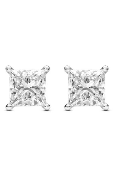 Lightbox 4-carat Princess Cut Lab Grown Diamond Stud Earrings In Gray