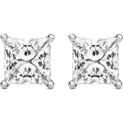 Lightbox 6-carat Princess Cut Lab Grown Diamond Stud Earrings In White Gold