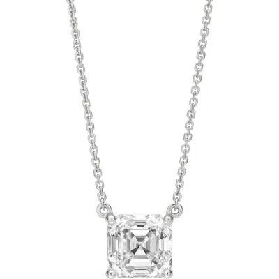 Lightbox Lab-grown Asscher Cut Diamond Pendant Necklace In White Gold