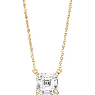 Lightbox Lab-grown Asscher Cut Diamond Pendant Necklace In Yellow Gold