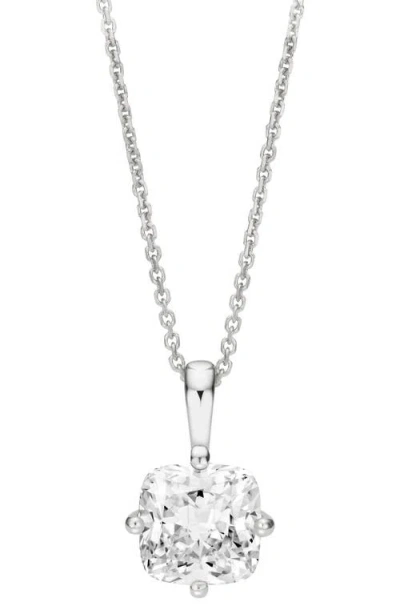 Lightbox Lab-grown Cushion Cut Diamond Pendant Necklace In Silver