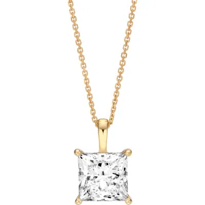 Lightbox Lab-grown Diamond Princess Cut Pendant Necklace In Yellow Gold