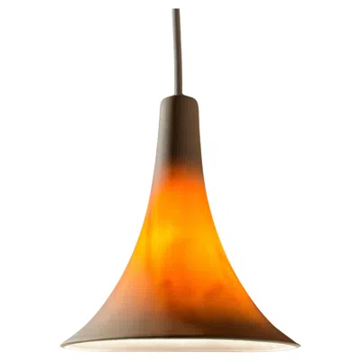 Pre-owned Lightexture Gramophone Pendant: 9" Porcelain Lighting, Handmade Ceramics, Warm Ambient Glow In Orange