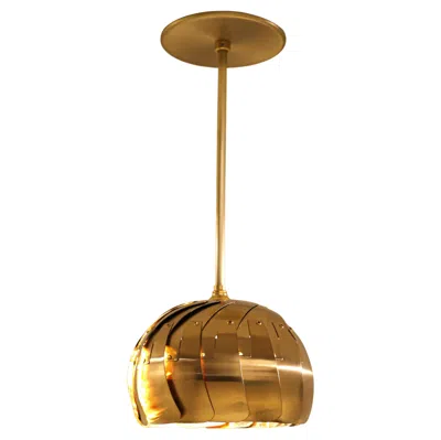 Pre-owned Lightexture Iris Rod Pendant: Brass Ceiling Light With Adjustable Shade In Brown