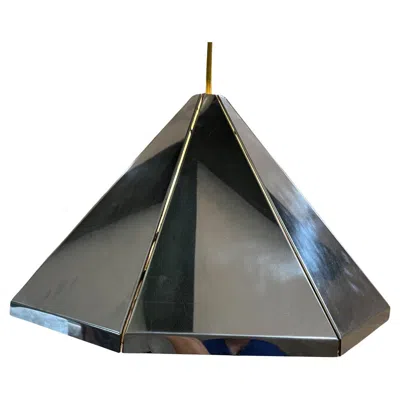 Pre-owned Lightolier 1960s  Modernist Chrome Pendant Dome Ceiling Lamp In Transparent