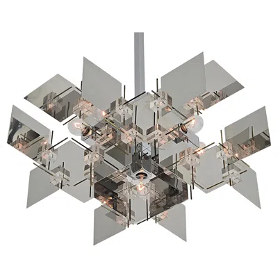 Pre-owned Lightolier 1965 Sciolari Inox Chandelier With Lucite Cubes And Brass Rods, Italy In Transparent
