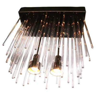 Pre-owned Lightolier 1970's Flush Mount Chandelier W Lucite Tube Bulb Elements In Sand