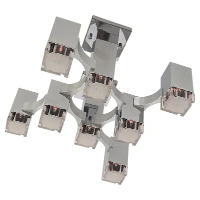Pre-owned Lightolier 1970s Sciolari 8 Lights Chrome Cubic Flush Mount , Italy In Transparent