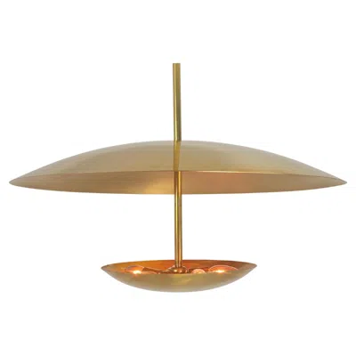 Pre-owned Lightolier 2025 Huge Brass Concave Convex 5 Lights Uplighter Pendant In Brown