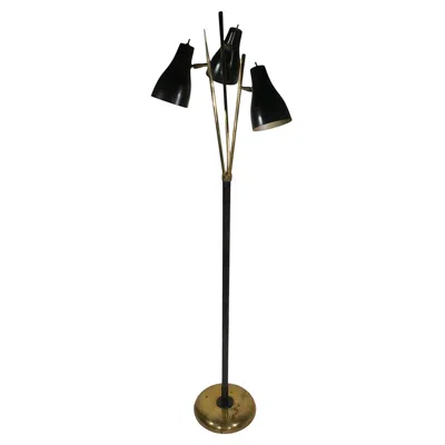 Pre-owned Lightolier Adjustable Mid Century Three Light Floor Lamp After Thurston For  In Black