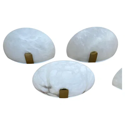 Pre-owned Lightolier Alabaster And Brass Sconces By  Art Deco Style Ca' 1980's In Transparent