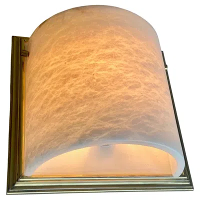 Pre-owned Lightolier Alabaster Brass Wall Sconce, Curved Design, 1980s In Sand
