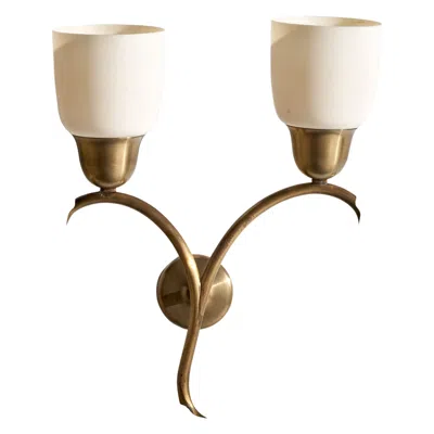 Pre-owned Lightolier Attribution, Wall Light, Brass, Glass, Usa, 1950s In Sand