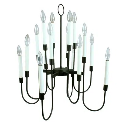Pre-owned Lightolier Black Enamel Sixteen-light Mid-century Light Fixture