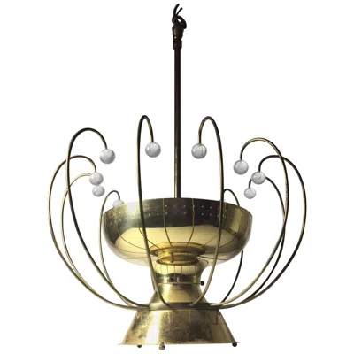 Pre-owned Lightolier Chandelier Ceiling Fixture Lamp Style Of Paavo Tynell In Brown