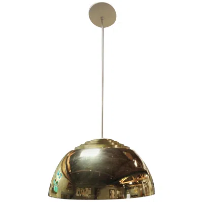 Pre-owned Lightolier Concentric Louvered Brass Pendant Light / Chandelier In Brown