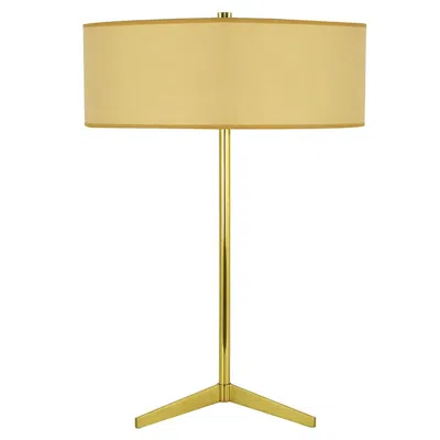 Pre-owned Lightolier Elegant Modern Brass Tripod Base Table Lamp In Sand