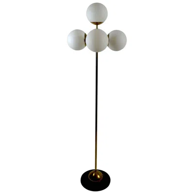 Pre-owned Lightolier Five Globe Light Sputnik Floor Lamp In Brass And Black
