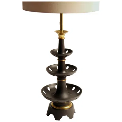 Pre-owned Lightolier G. Thurston Porcelain Three-tiered Table Lamp, , 1950s, Usa In Black
