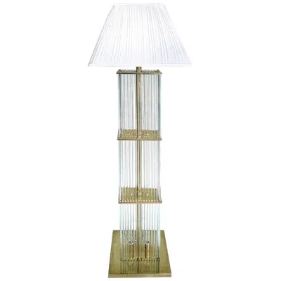 Pre-owned Lightolier Gaetano Sciolari For  Brass And Glass Rods Floor Lamp In Transparent