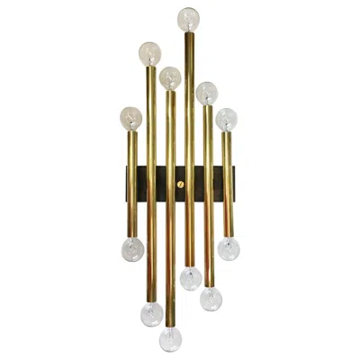 Pre-owned Lightolier Gaetano Sciolari Multi Tubular Brass Wall Light In Sand
