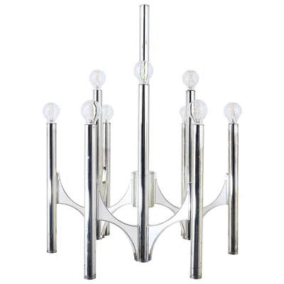Pre-owned Lightolier Gaetano Sciolari Sirius Silver Plated Mid-century Chandelier, , Italy