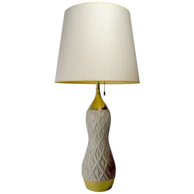 Pre-owned Lightolier Gerald Thurston For  Ceramic And Brass Table Lamp In Sand