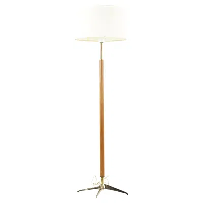 Pre-owned Lightolier Gerald Thurston For  Mid Century Walnut And Brass Floor Lamp In Brown