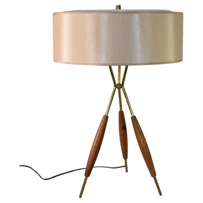 Pre-owned Lightolier Gerald Thurston Mid-century Modern Tripod Table Lamp In Brown