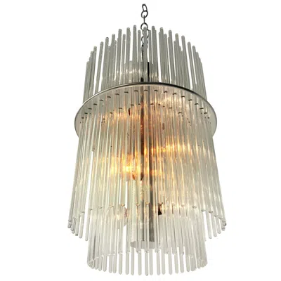 Pre-owned Lightolier Glass Rods 'radiance' Ten Lights Chandelier , 1980s , Usa In Sand