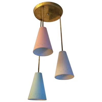 Pre-owned Lightolier Graduated Pastel Cone Cluster Pendants By  In Transparent